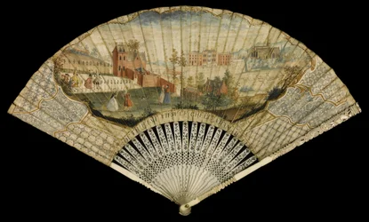 Vifte dekorert med sørøstutsikt over Cheltenham Well, 1740